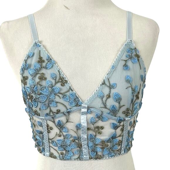 Shein Other - Women Sheer Lace Brami Bralette Wireless Fairy Princess Lingerie Blue Size Small